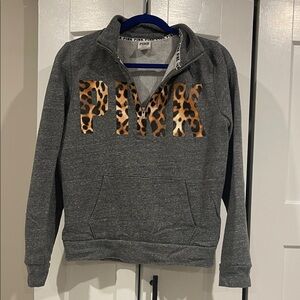 PINK Victoria's Secret Gray Leopard Print Pullover